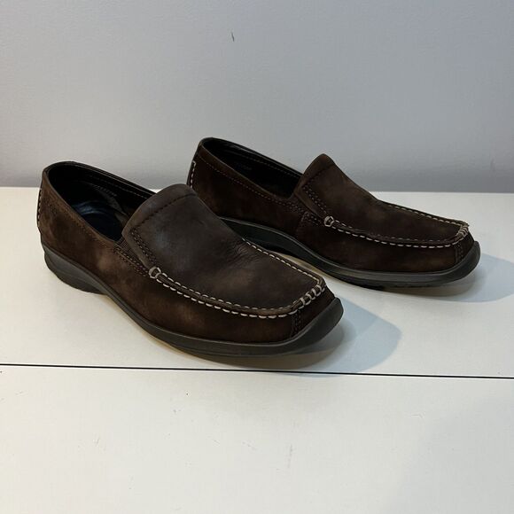 ECCO Women's Brown Suede Slip On Loafers Square Toe Shock Lite Comfort Size 37 - Picture 2 of 7